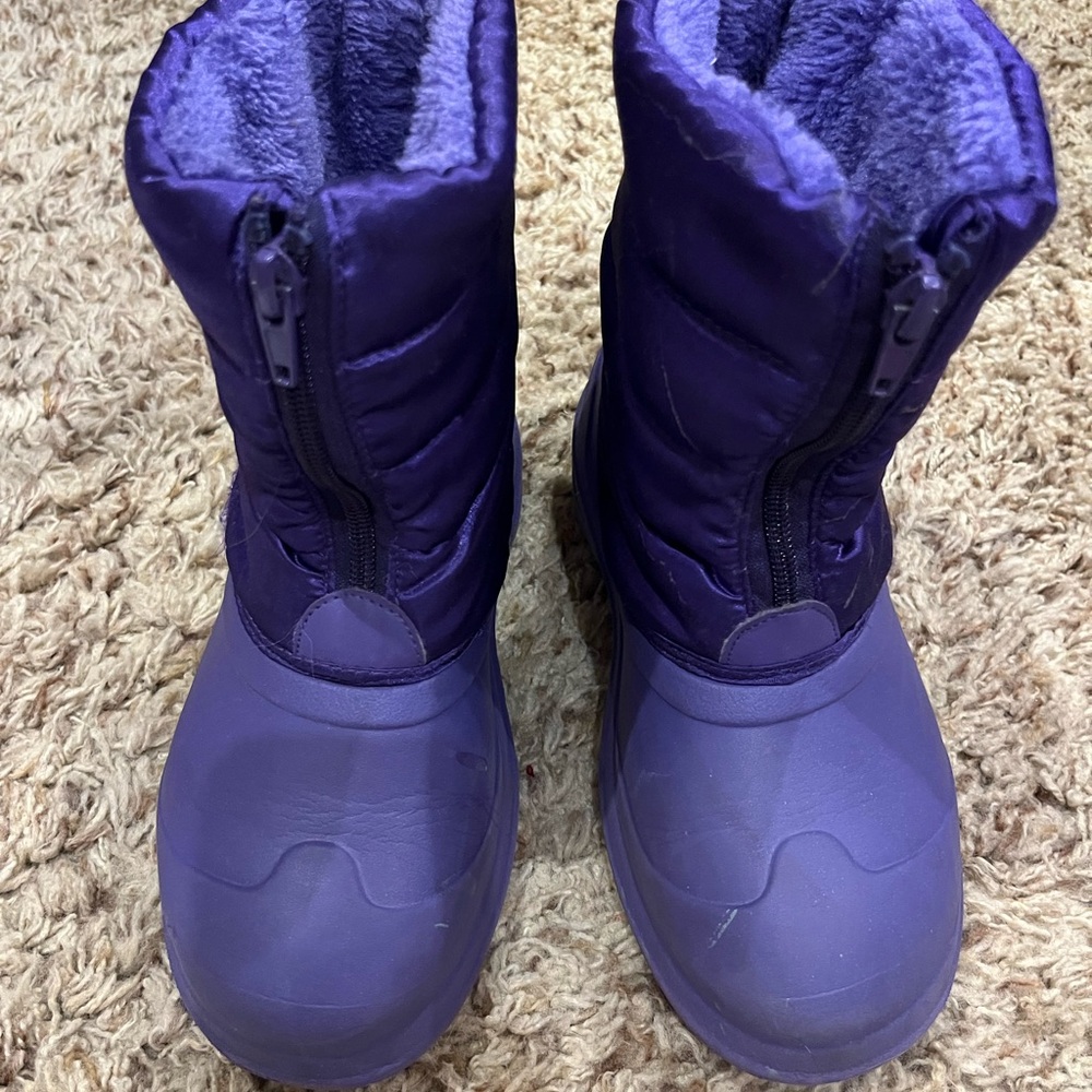 Purple Waterproof Mid-Calf Rain and Snow Boots with Thick Sole